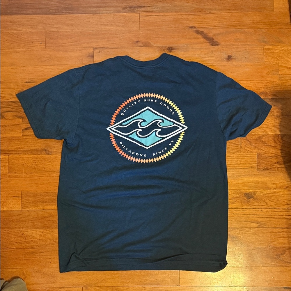 Billabong Navy Short Sleeve Tee with Multicolor Surf Logo